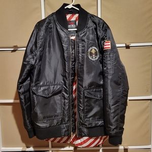 Rare Hood America Black Satin Long Bomber Jacket